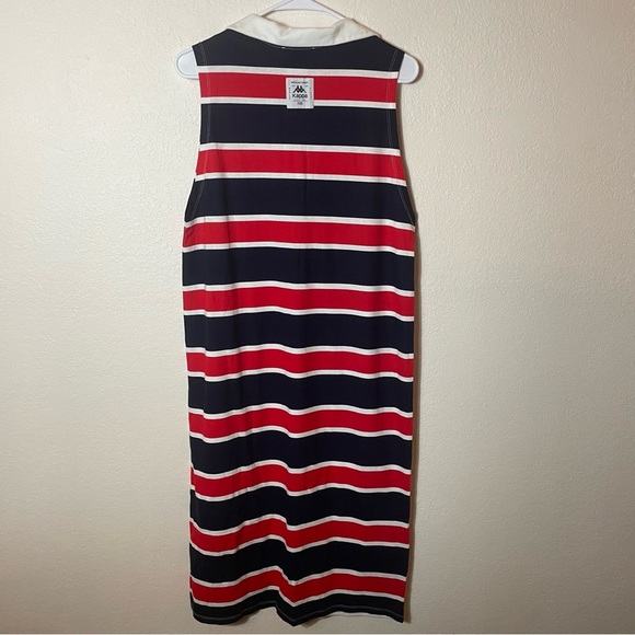 Kappa x Zara Striped Midi Dress Red White Navy Preppy Collared size L NWT Cotton - Picture 3 of 8